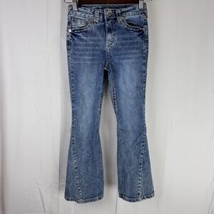 TRUE‎ RELIGION Girl Teen Joey High Rise Flare Jeans Jewel Size 10 *Flaw